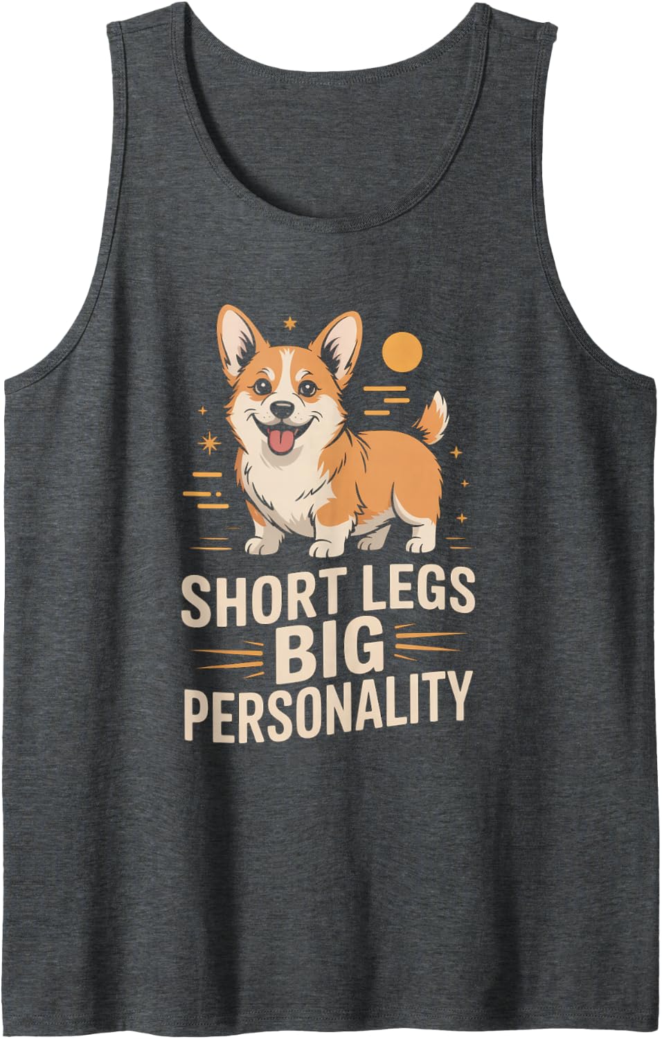 Pembroke Corgi Short Legs Big Personality Tank Top - Dark Heather Grey