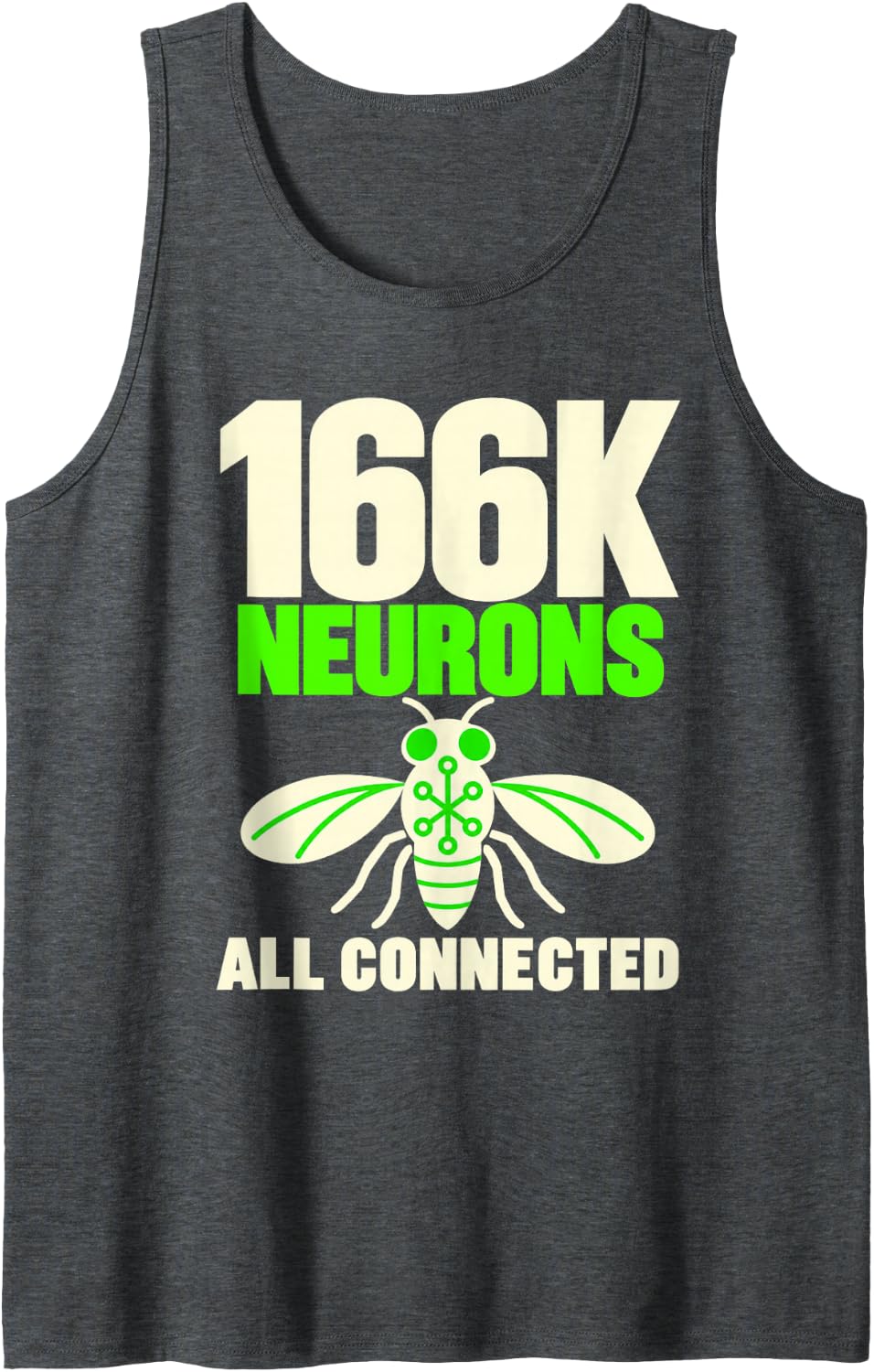 166K Neurons All Connected Fruit Fly Brain Sleeveless Tank Top - Dark Heather Grey
