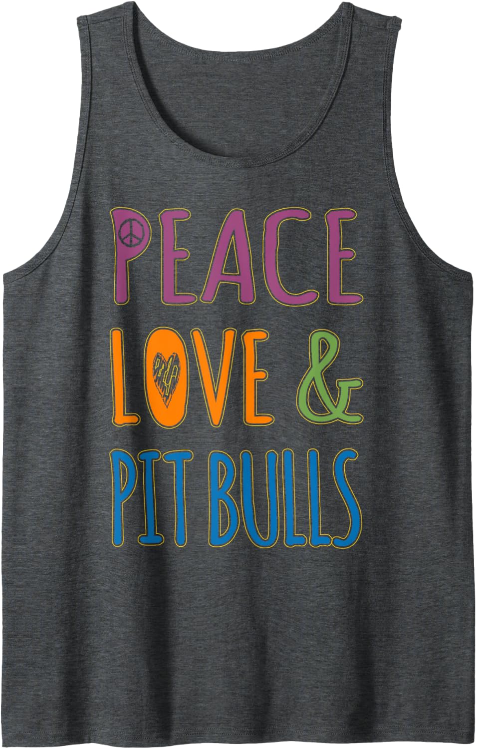 Peace Love Pitbulls pit bull rescue shirt Tank Top - Dark Heather Grey