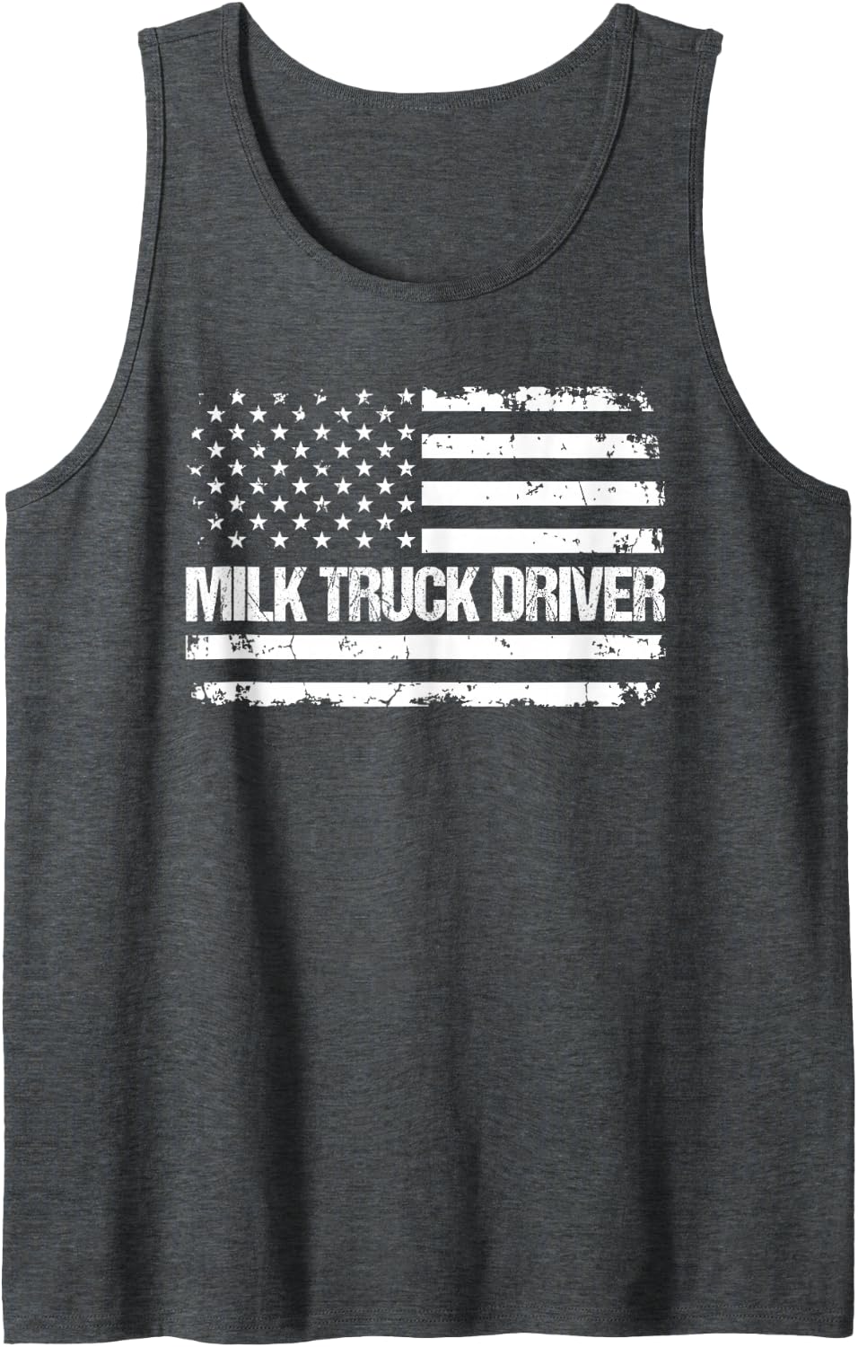 Milk Truck Driver Flag USA Sleeveless Tank Top - Dark Heather Grey