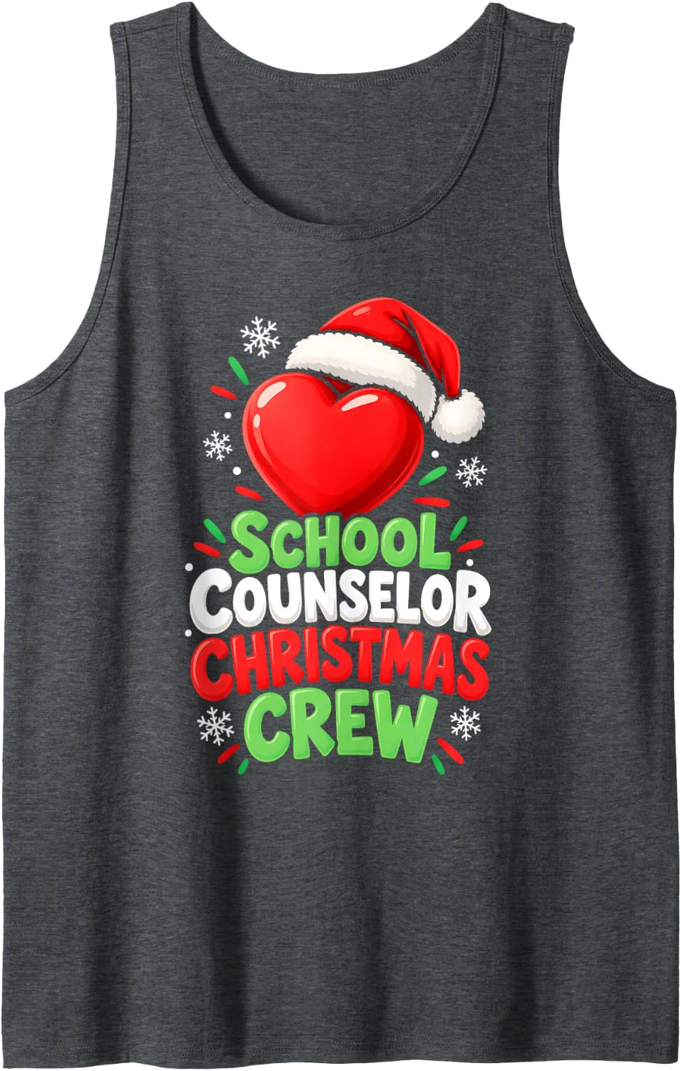 School Counselor Christmas Crew Holiday Guidance Sleeveless Tank Top - Dark Heather Grey