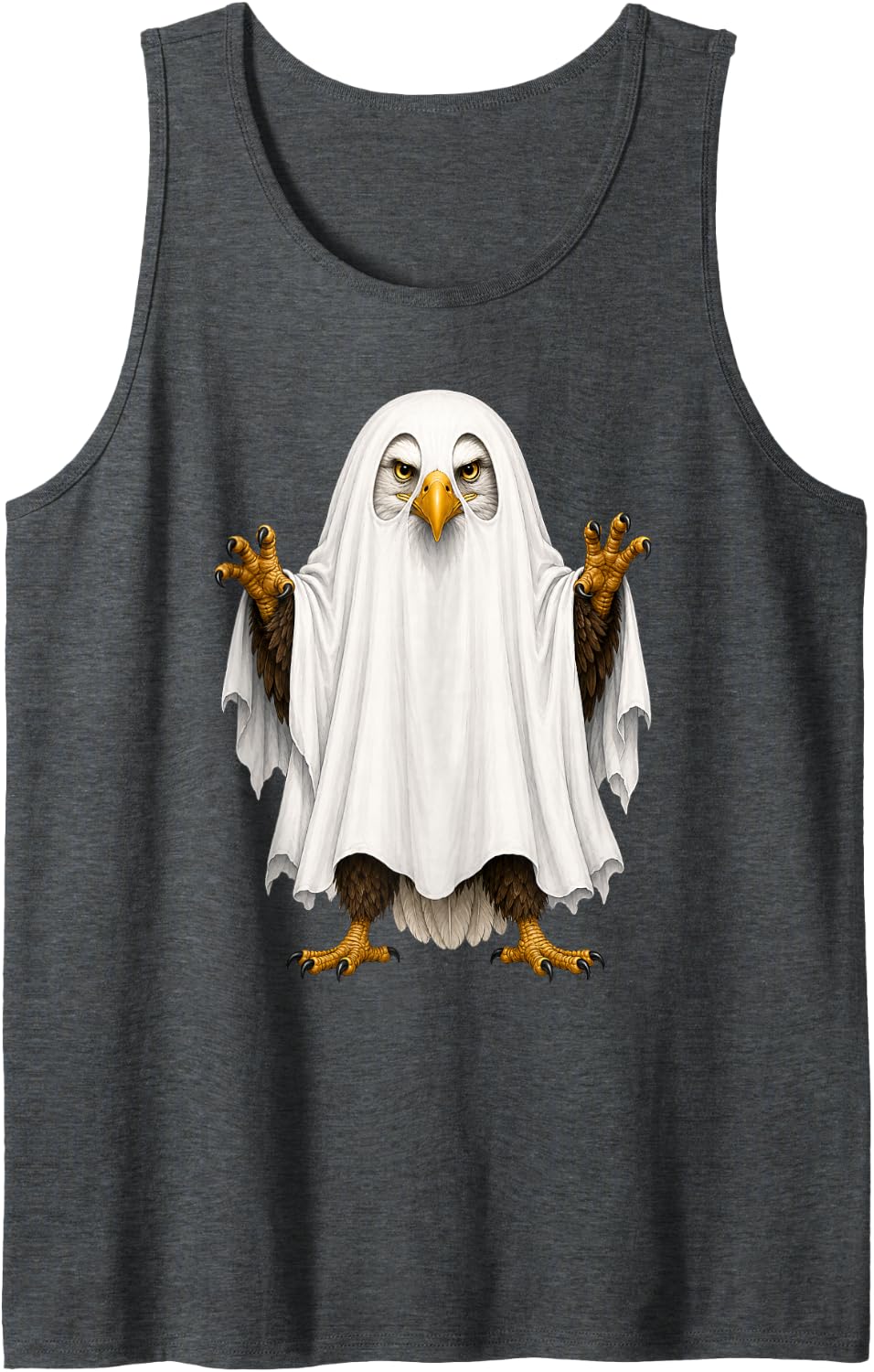 Eagle Halloween Ghost Sleeveless Tank Top - Dark Heather Grey