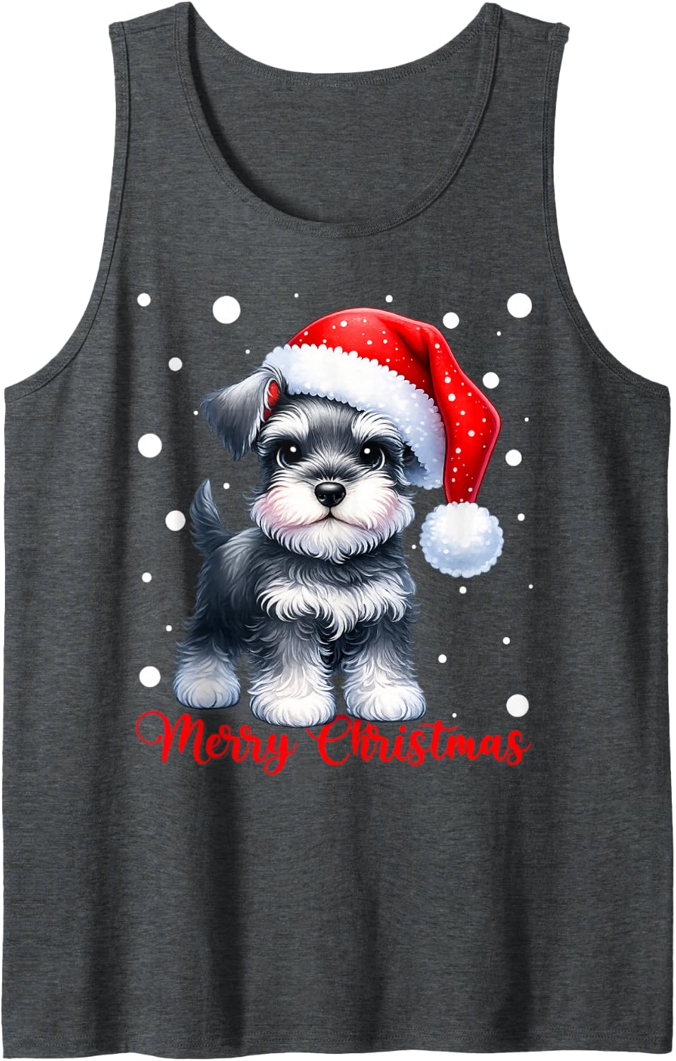Merry Christmas Cute Giant Schnauzer Dog Ugly Xmas Sweaters Tank Top - Dark Heather Grey