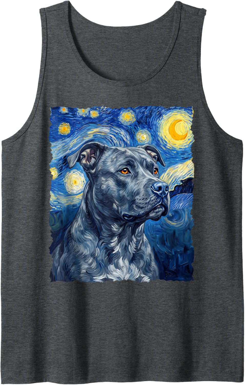 Pitbull Blue Van Gogh Sleeveless Tank Top - Dark Heather Grey