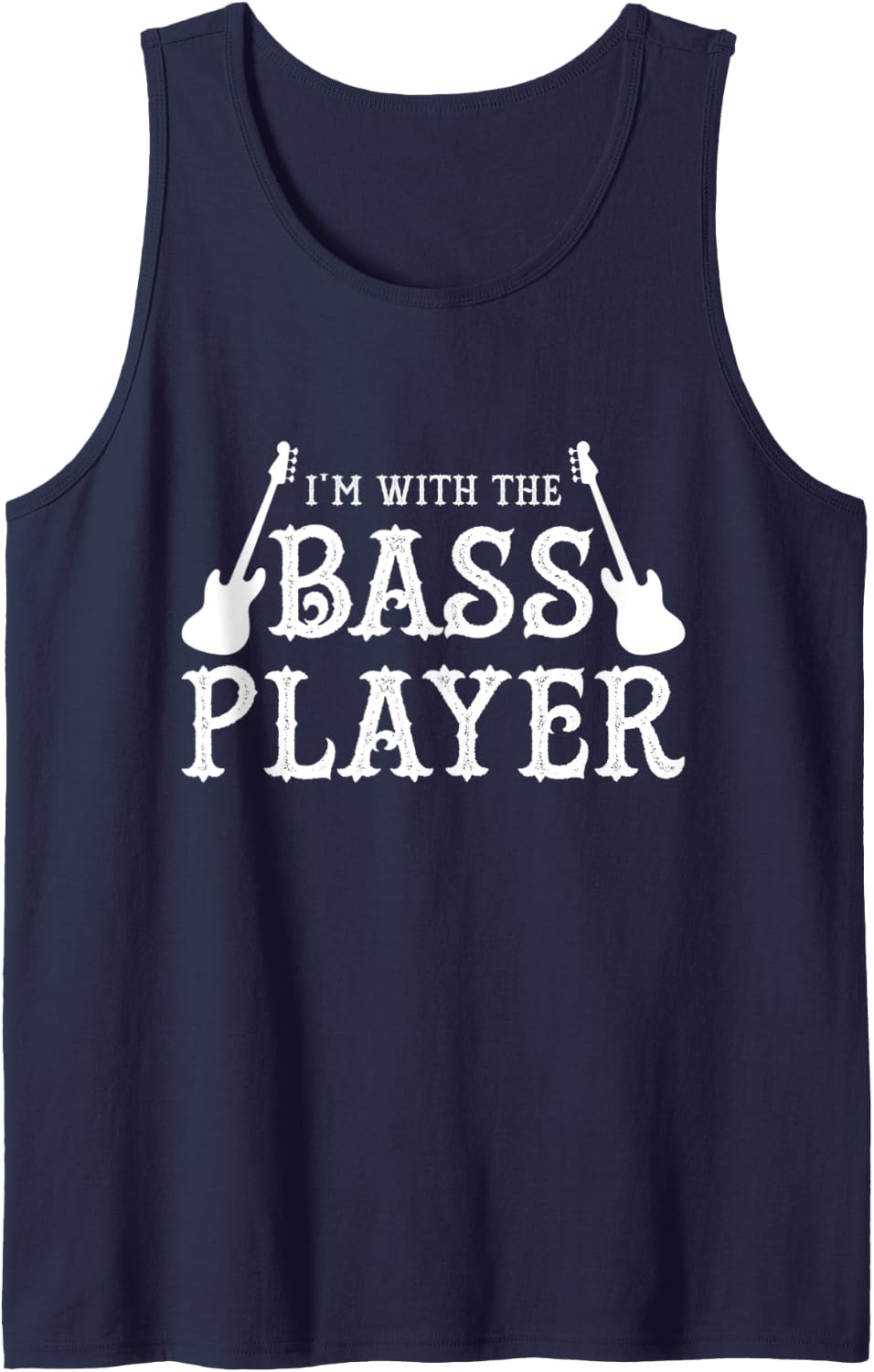 I'm With The Bass Player Guitarist Novelty Music Guitar Band Tank Top - Navy Blue