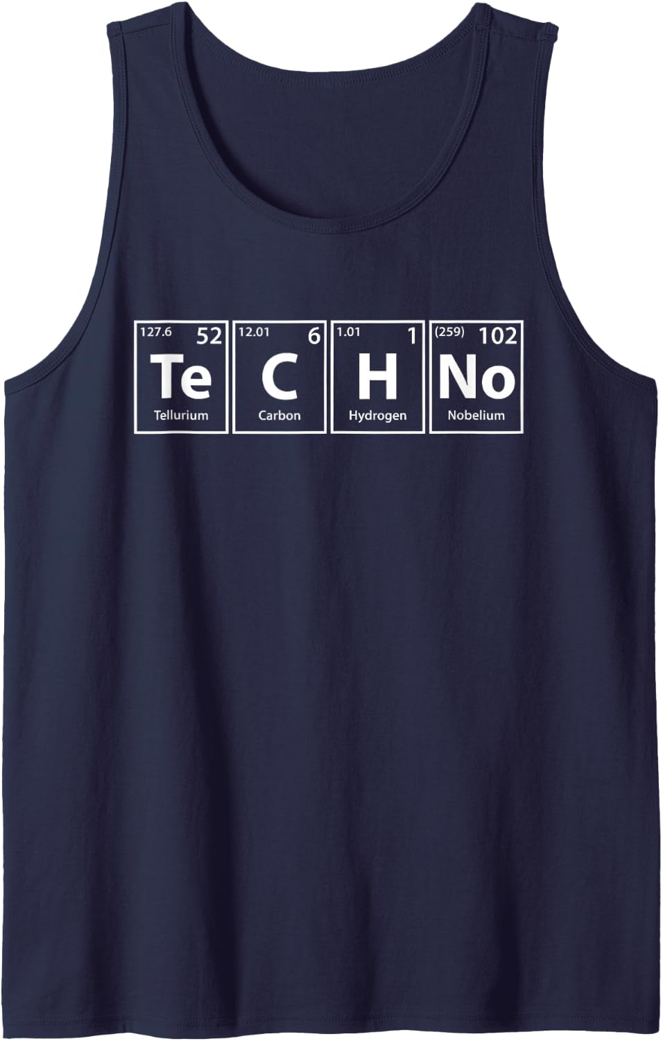 Funny Techno (Te C H No) Periodic Elements Spelling Sleeveless Tank Top - Navy Blue