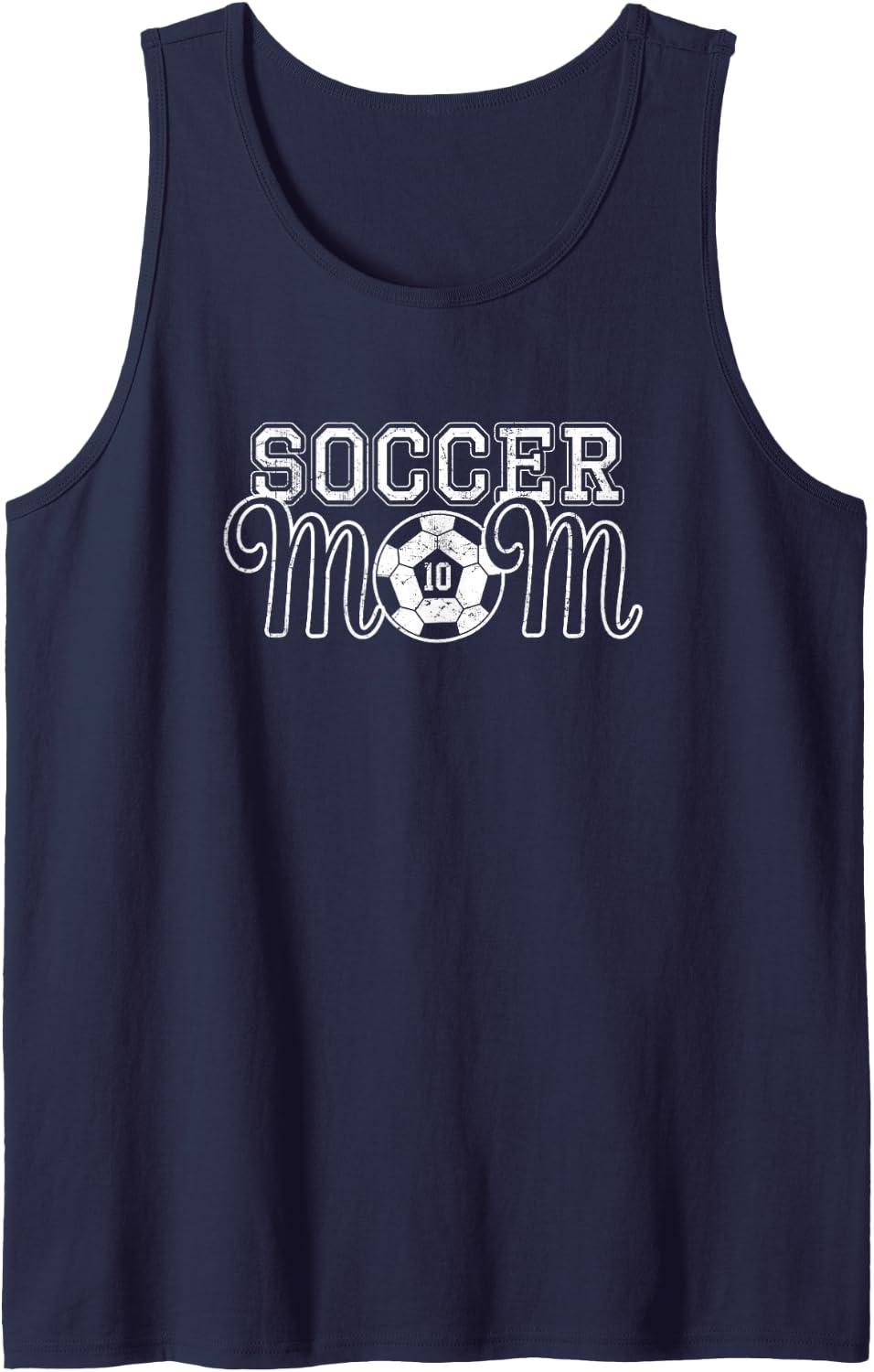 Vintage White Number 10 Soccer Mom #10 Player Jersey Shirt Tank Top - Navy Blue