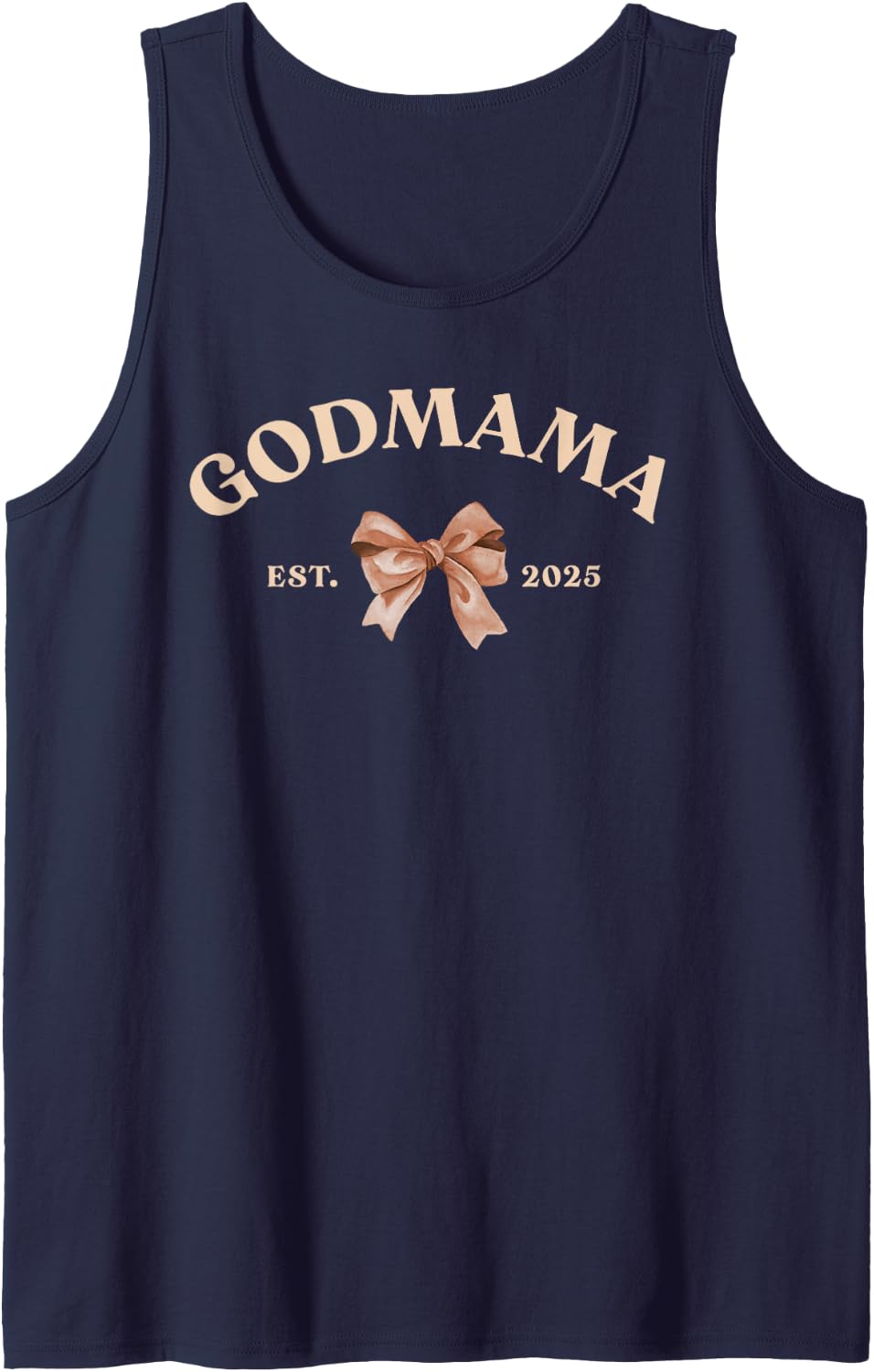 Godmama Est 2025 Neutral Bow New Godmother Gift Idea Sleeveless Tank Top - Navy Blue
