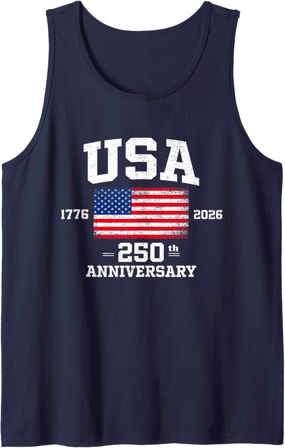 4th of July America US Flag Patriotic 250th Anniversary USA Tank Top - Navy Blue