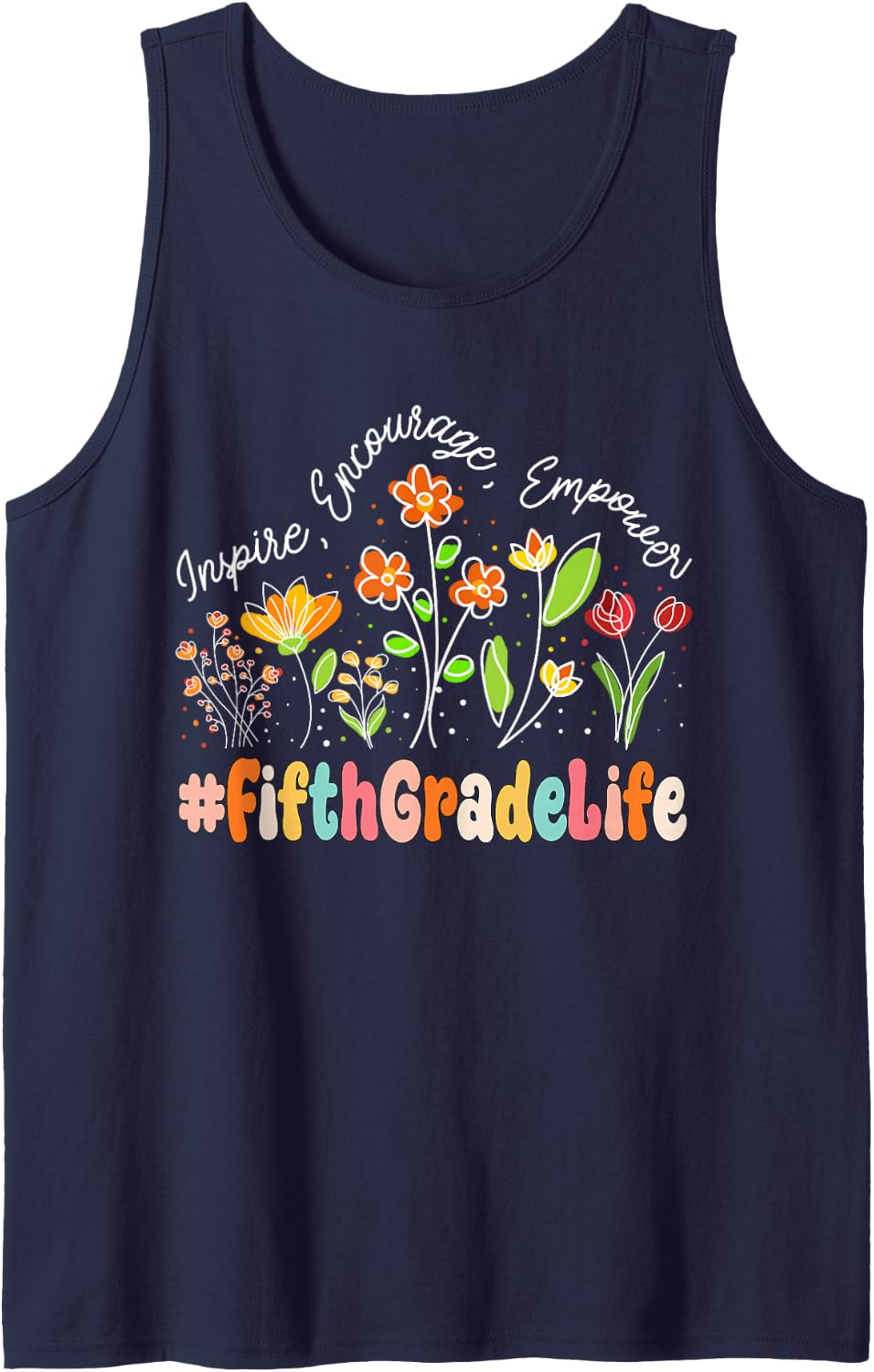 Fifth Grade Life Appreciation Week Teacher Back to School Sleeveless Tank Top - Navy Blue