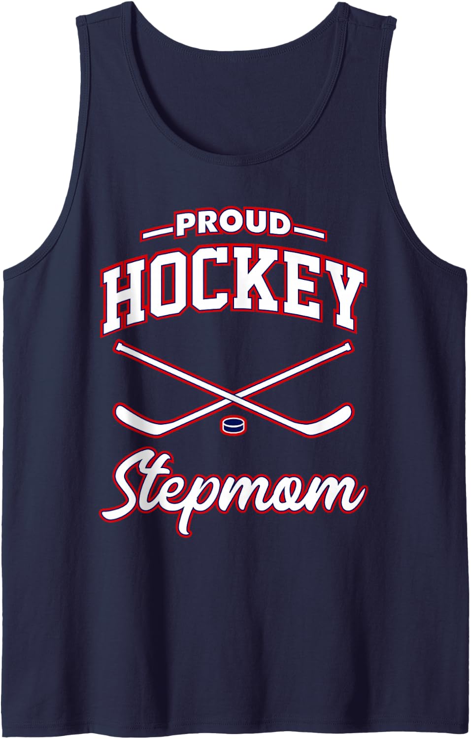 Proud Hockey Stepmom Sleeveless Tank Top - Navy Blue