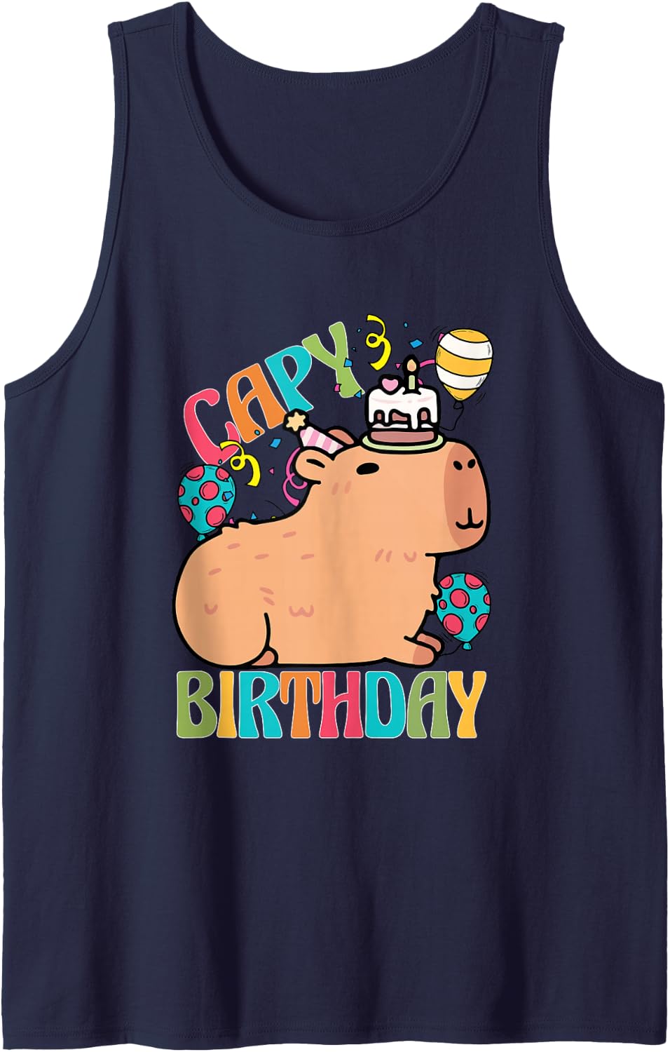 Capybara Birthday Party Rodent Animal Lover Capy Birthday Tank Top - Navy Blue