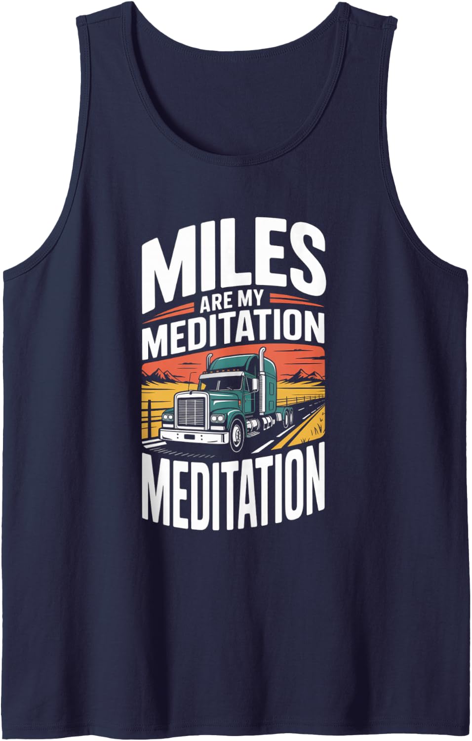 Miles are My Meditation Meditation Truck Driver Sleeveless Tank Top - Navy Blue