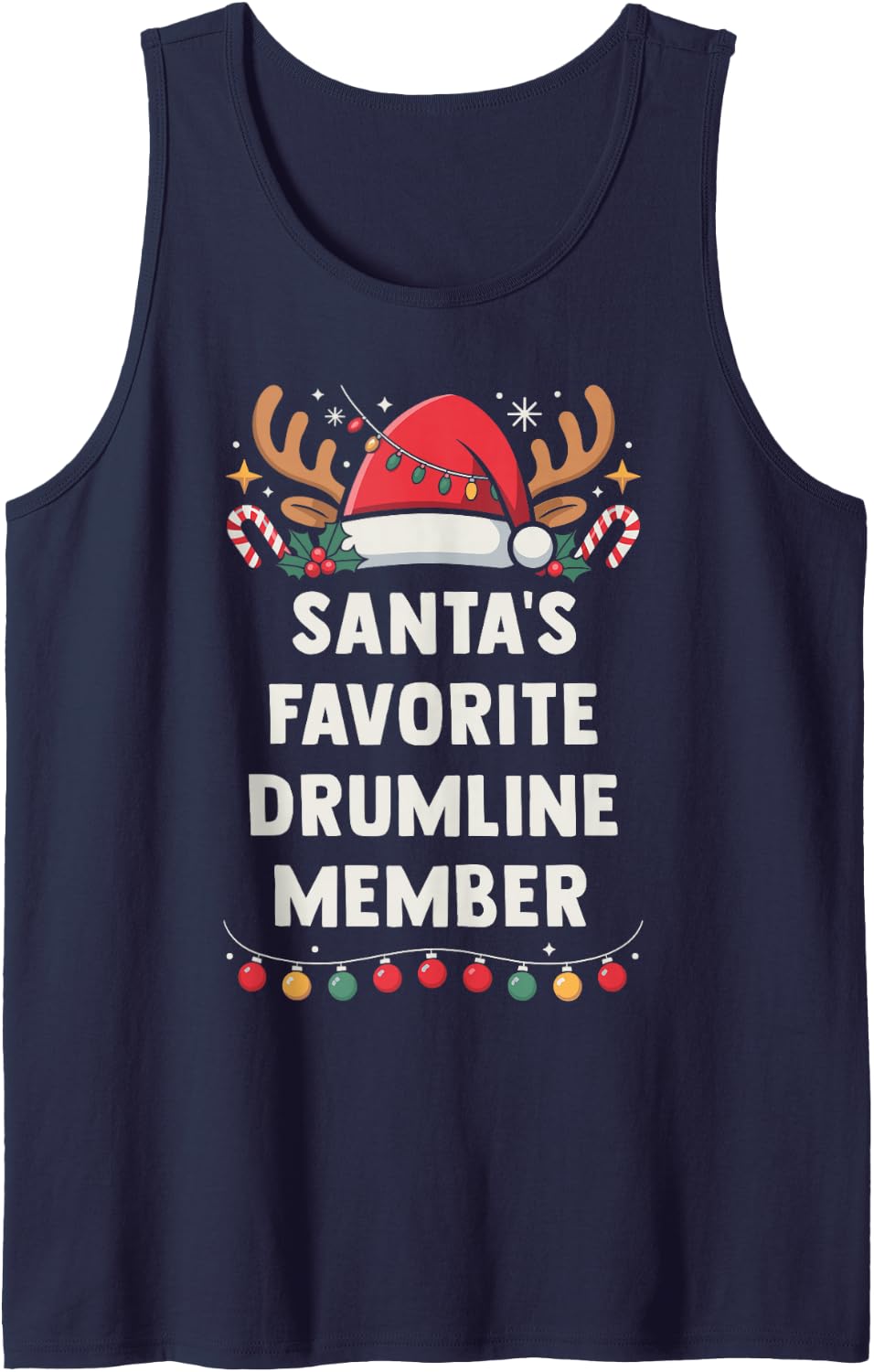 Santa's Favorite Drumline Member Christmas Concert Crew Sleeveless Tank Top - Navy Blue