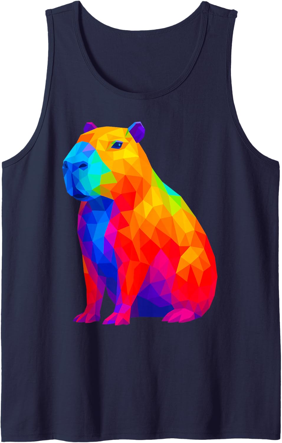 Tie-Dye Geometric Capybara Psychedelic Tank Top - Navy Blue