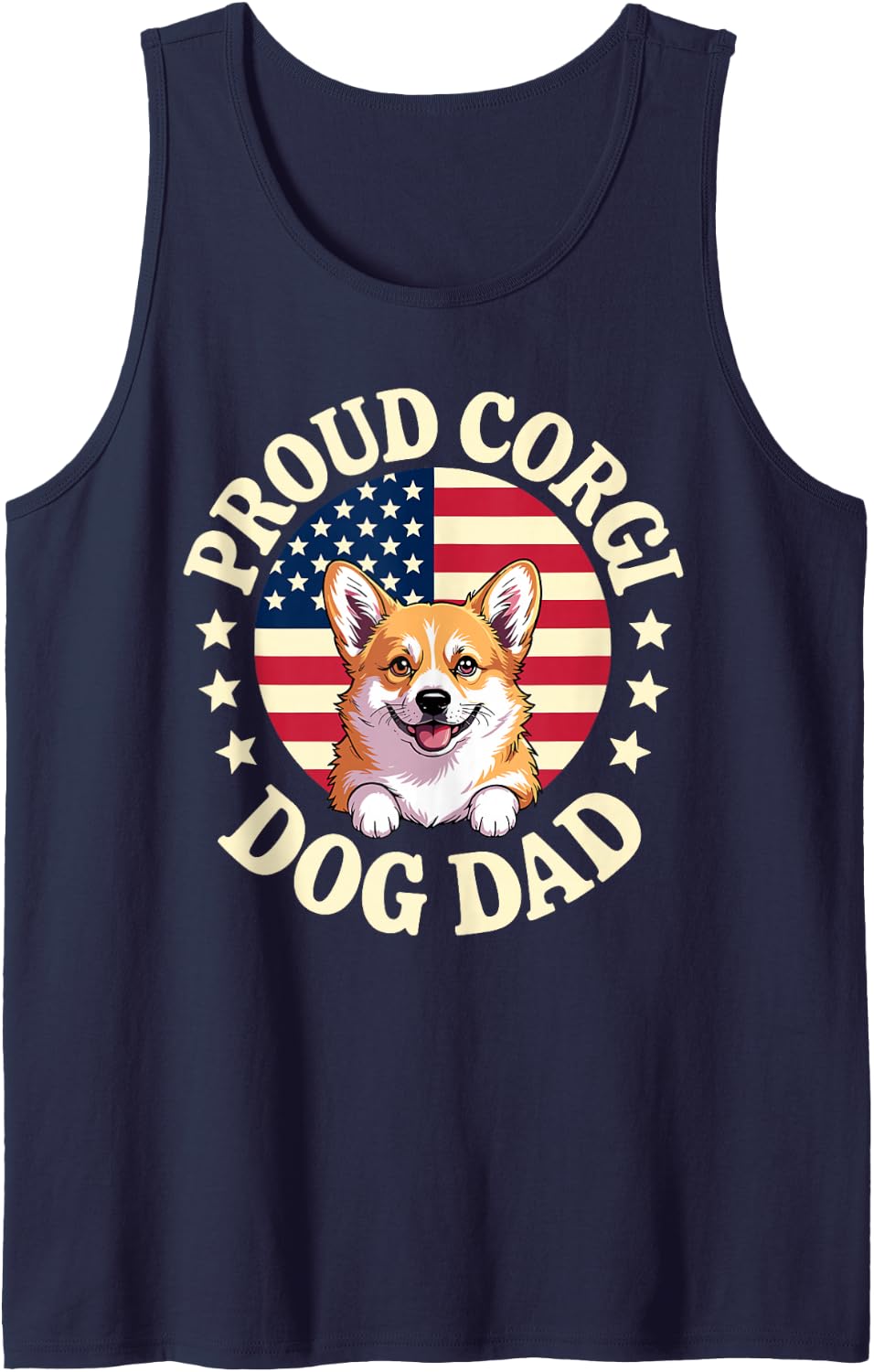 Corgi Dad Design for Men Boys Dad Father of Corgis Corgi Dad Sleeveless Tank Top - Navy Blue