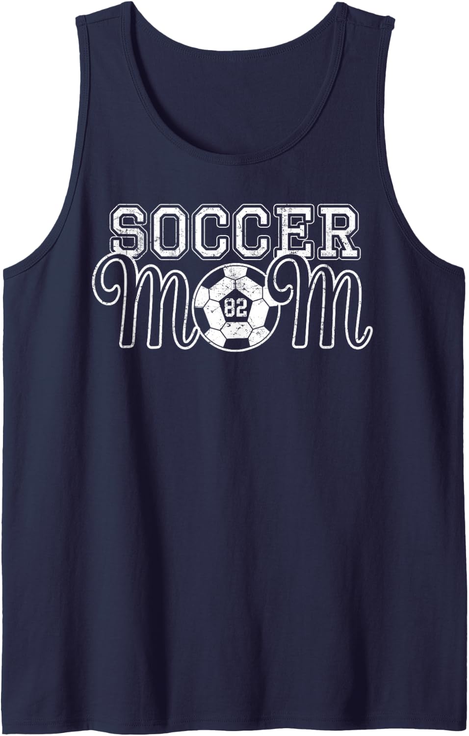 Vintage White Number 82 Soccer Mom #82 Player Jersey Shirt Tank Top - Navy Blue