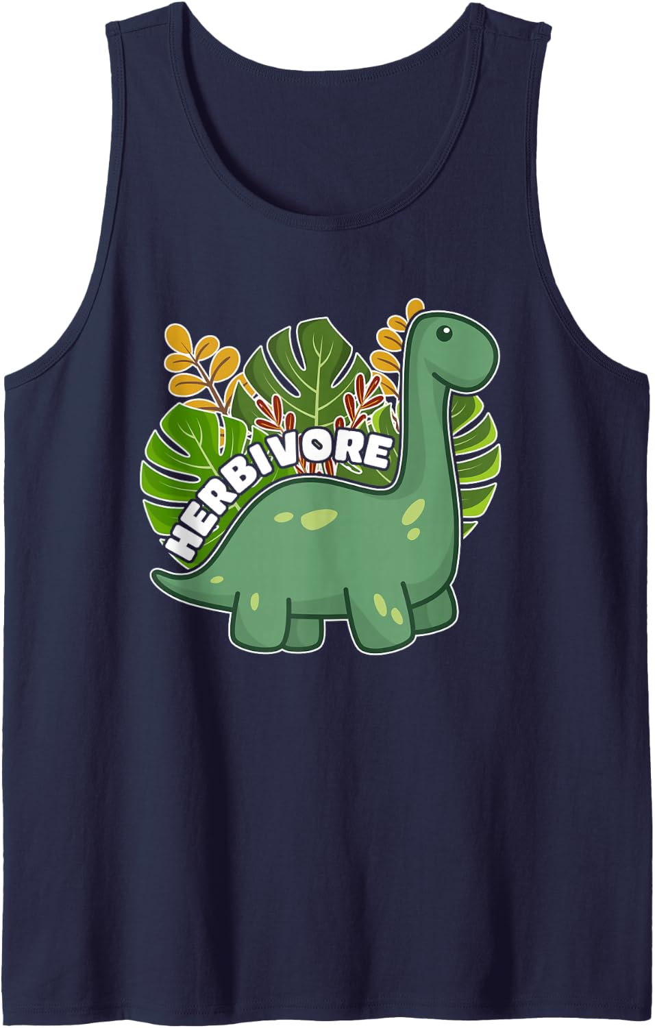 Funny Herbivore Dinosaur Vegan Food Lover Sleeveless Tank Top - Navy Blue