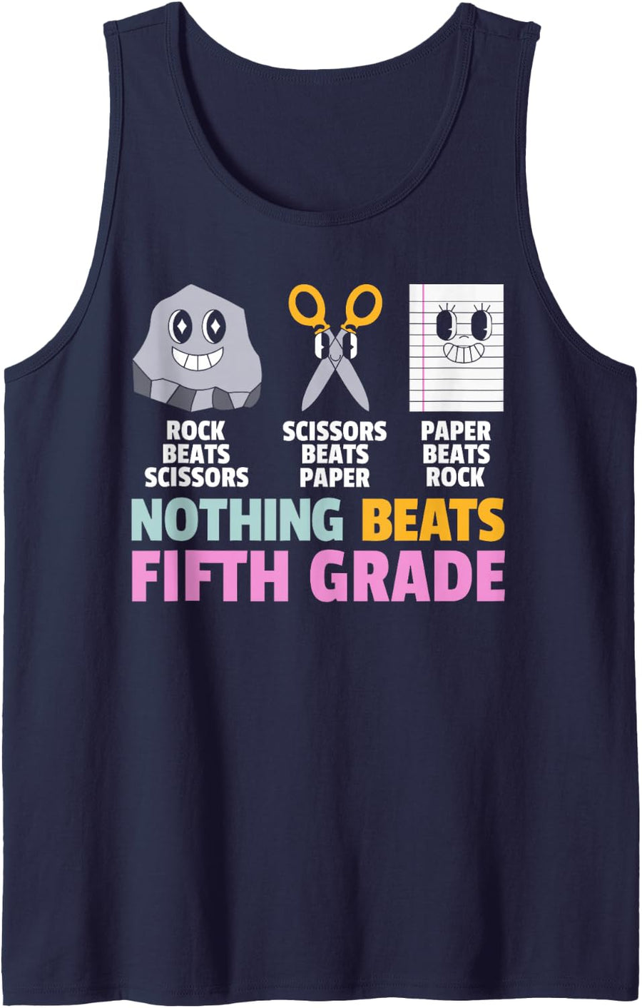 Nothing Beats 5th Fifth Grade Back to School Teacher Kids Sleeveless Tank Top - Navy Blue