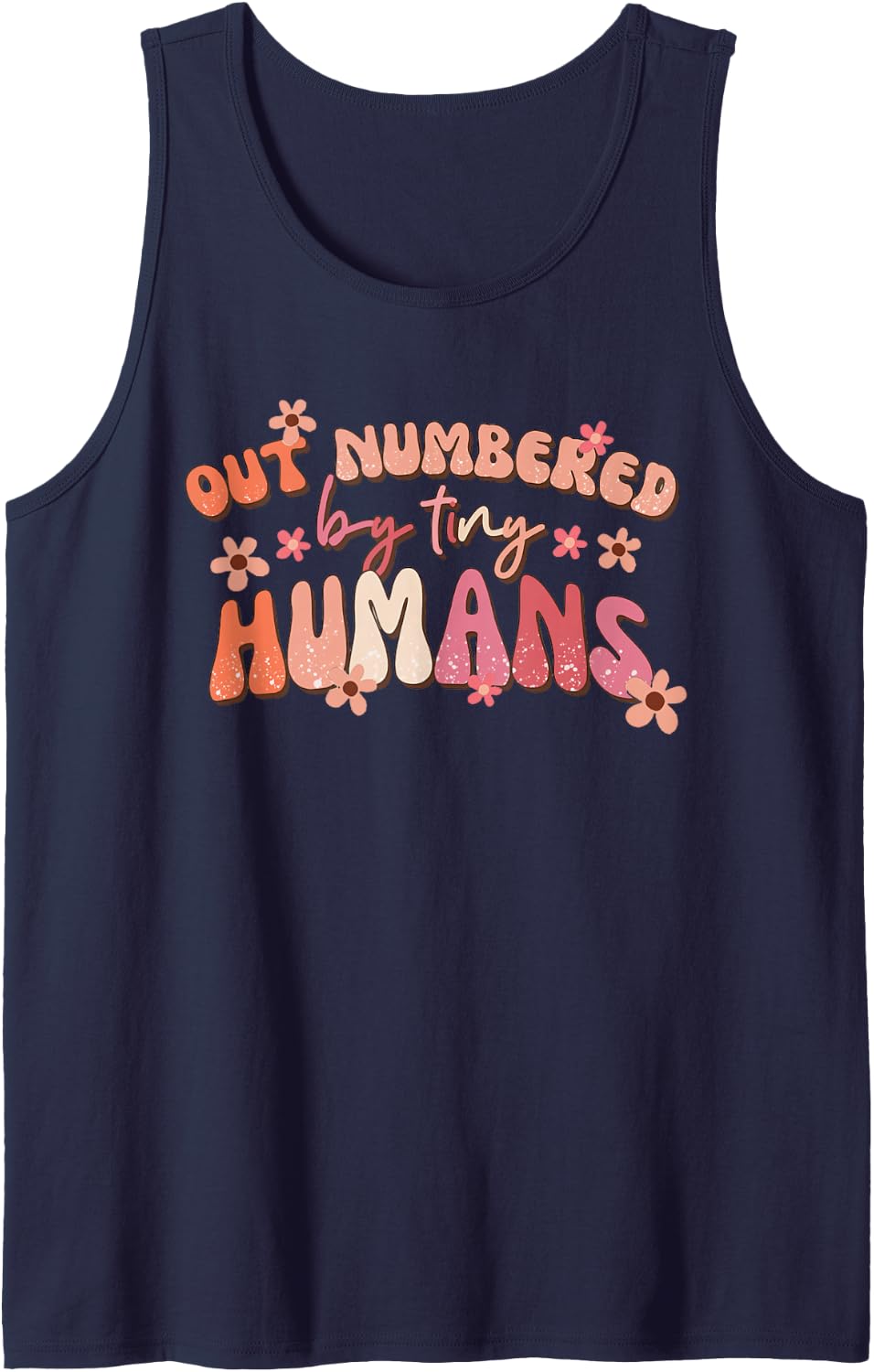 Retro Out Numbered By Tiny Humans Daycare Teacher Babysitter Sleeveless Tank Top - Navy Blue