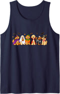 Cute Spooky Ghost Goldendoodle Pumpkin Halloween Dog Costume Sleeveless Tank Top - Navy Blue