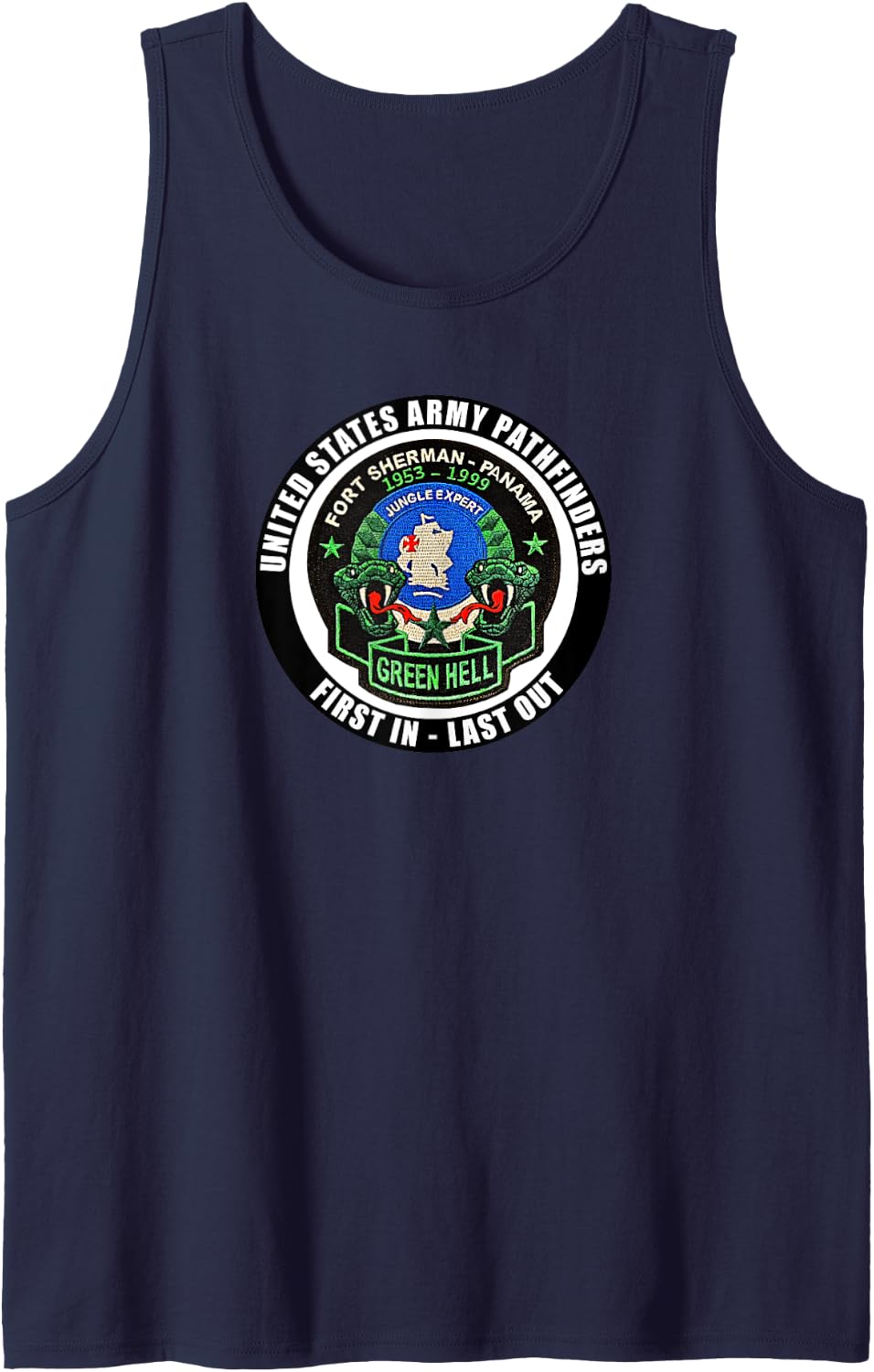 Fort Sherman Panama Jungle Warfare School Pathfinder Veteran Tank Top - Navy Blue