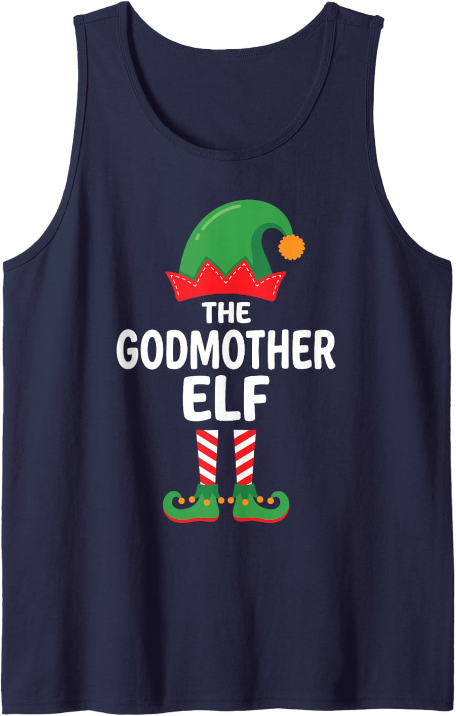 The Godmother Elf Funny Ugly Xmas Matching Family Group Sleeveless Tank Top - Navy Blue