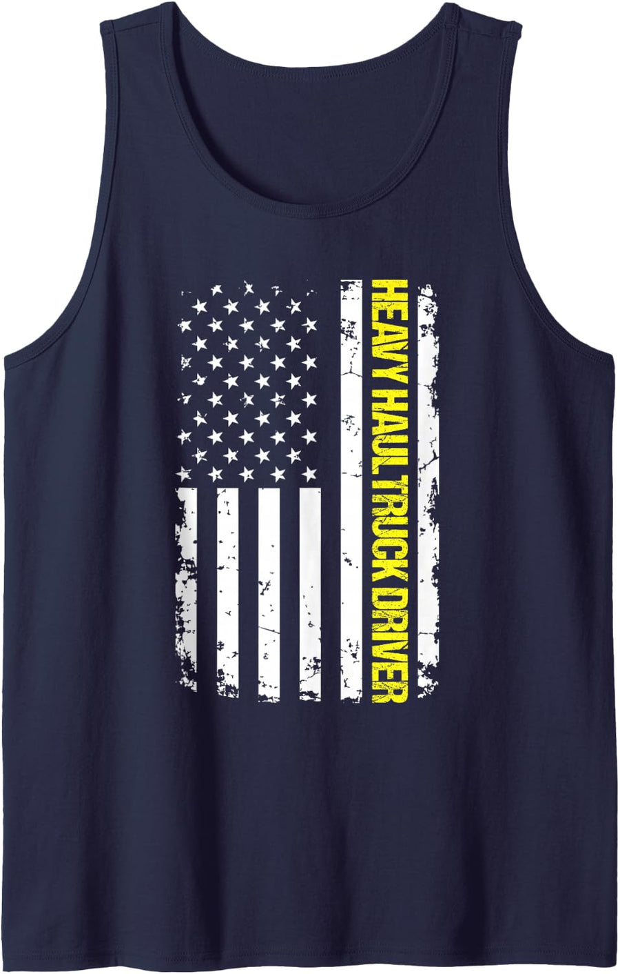 Heavy Haul Truck Driver USA Flag Sleeveless Tank Top - Navy Blue