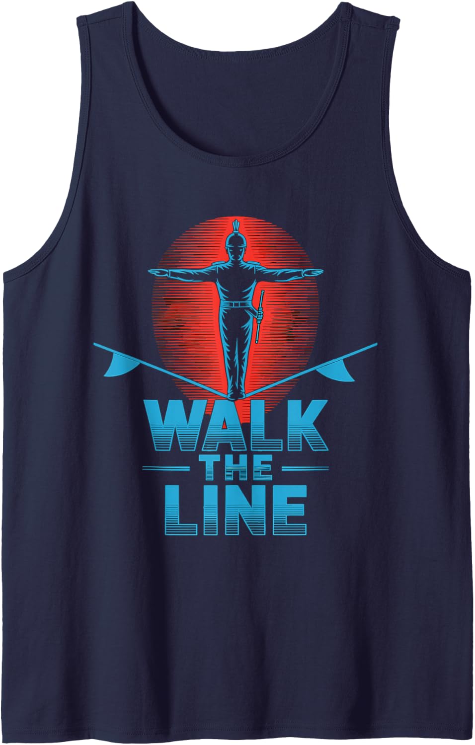 Walk The Line Drum Major Retro Design Sleeveless Tank Top - Navy Blue
