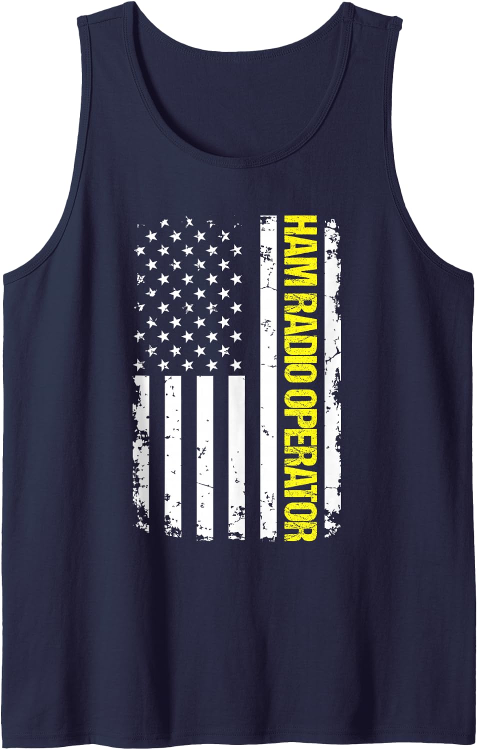 Ham Radio Operator USA Flag Sleeveless Tank Top - Navy Blue