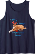 Basenji and Coffee Dog Mom Design Tank Top - Navy Blue
