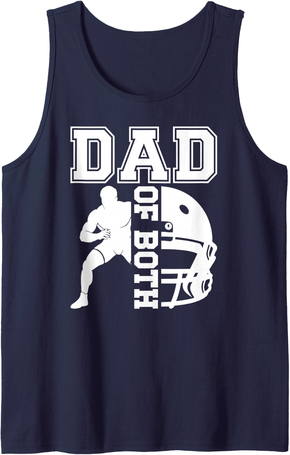 Men's Dad of Both Football Wrestling Dad Football Wrestling Father Sleeveless Tank Top - Navy Blue
