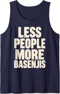 Less People More Basenjis Dog Lover Sleeveless Tank Top - Navy Blue