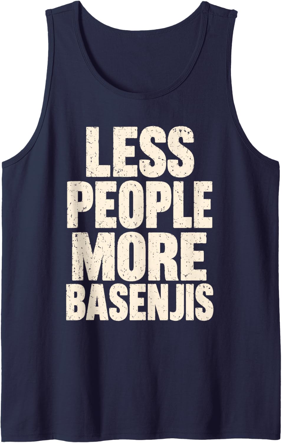 Less People More Basenjis Dog Lover Sleeveless Tank Top - Navy Blue