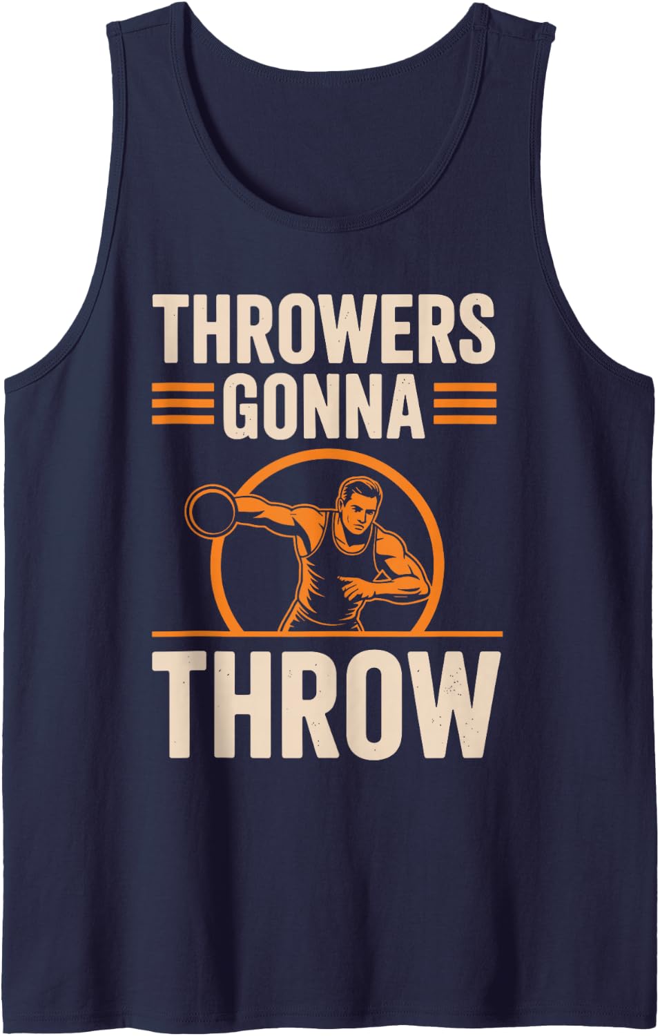 Discus Throwing Art for Men Women Athletics Discus Thrower Sleeveless Tank Top - Navy Blue
