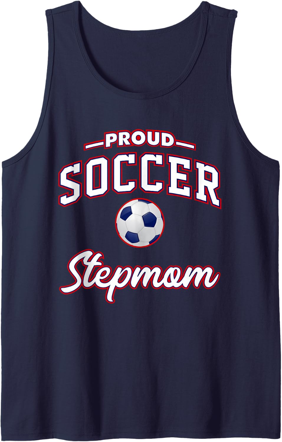 Proud Soccer Stepmom Sleeveless Tank Top - Navy Blue