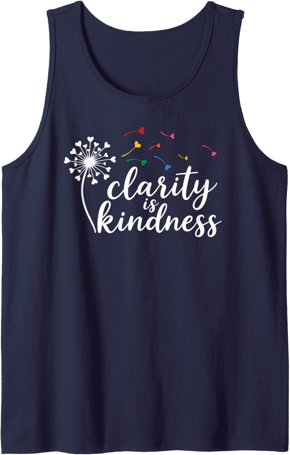 Clarity is Kindness Dandelion Script Floral Positivity Women Tank Top - Navy Blue