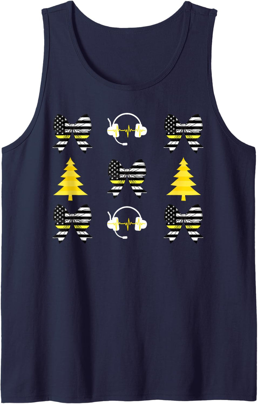 911 Dispatcher Emergency Police Dispatch Christmas Coquette Sleeveless Tank Top - Navy Blue