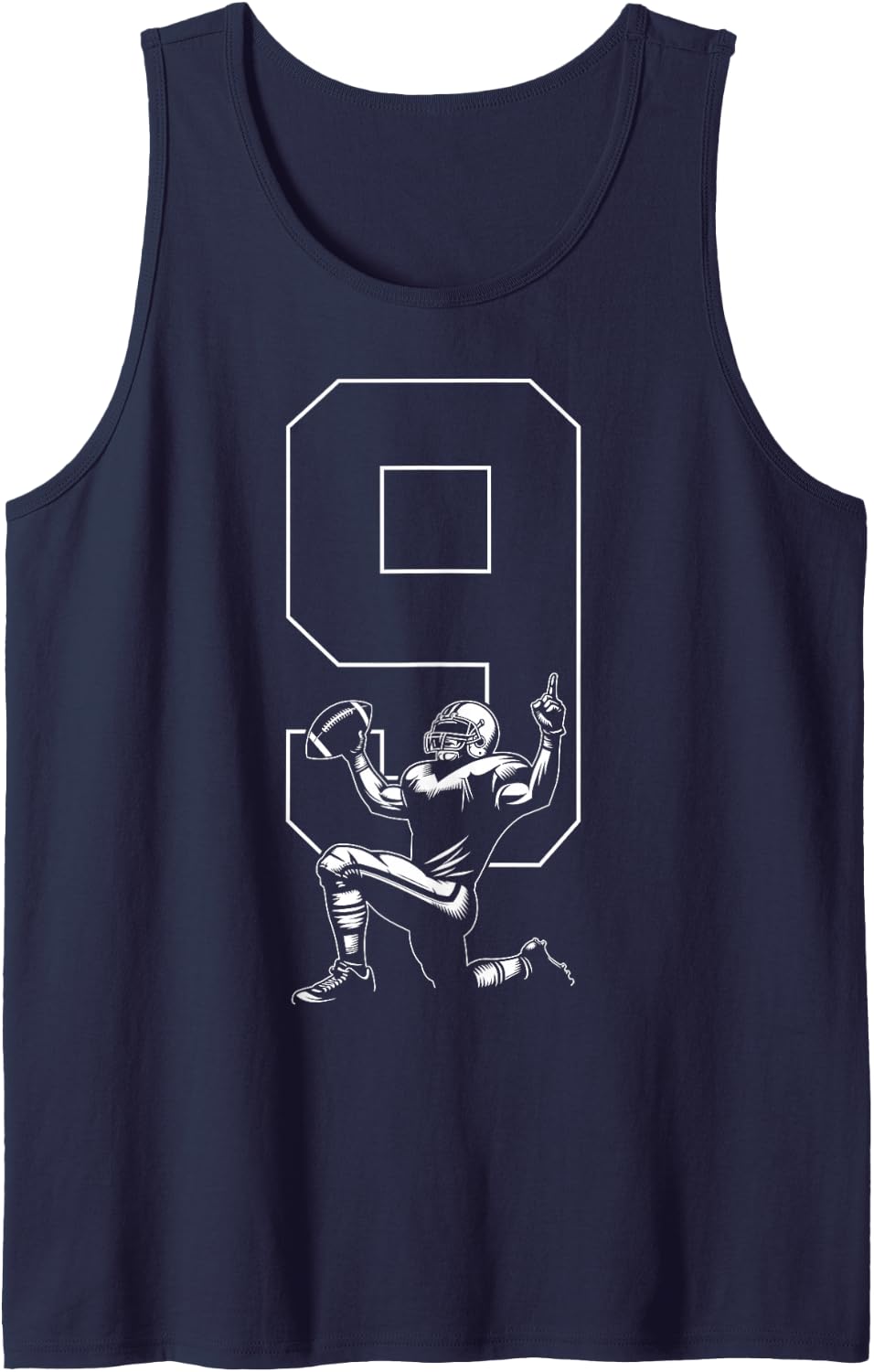 Number 9 Years Football 9TH Birthday Sleeveless Tank Top - Navy Blue