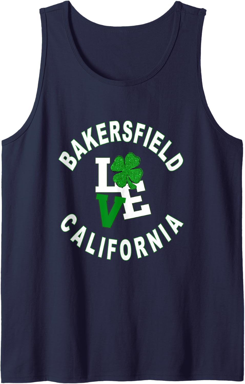 Happy St. Patricks Day, Bakersfield, California Sleeveless Tank Top - Navy Blue