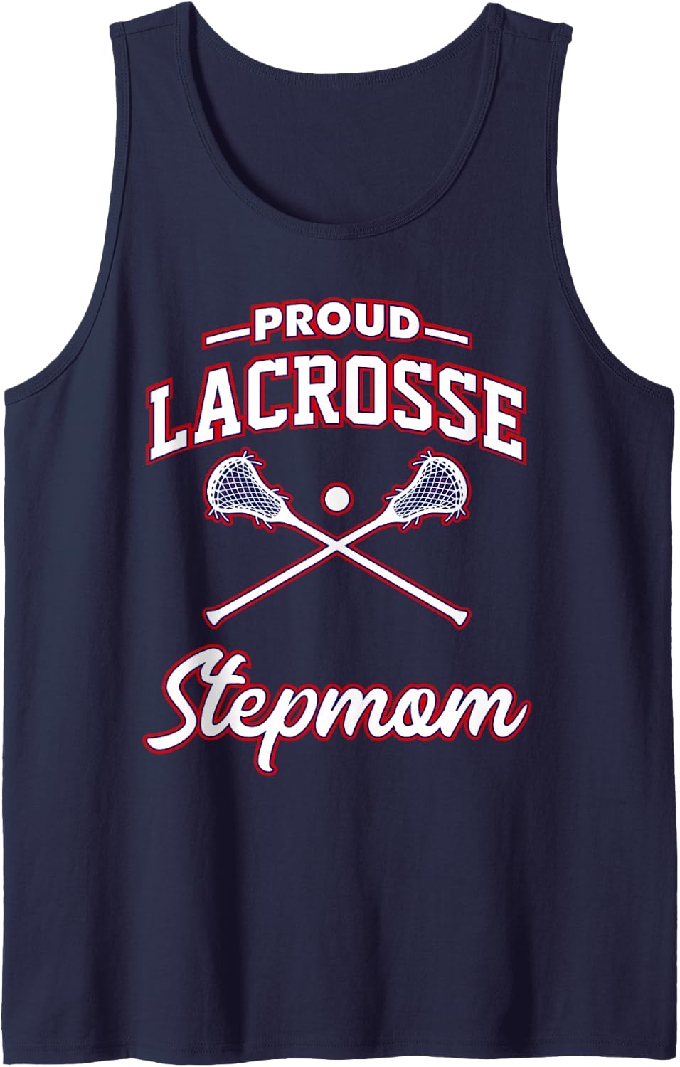 Proud Lacrosse Stepmom Sleeveless Tank Top - Navy Blue