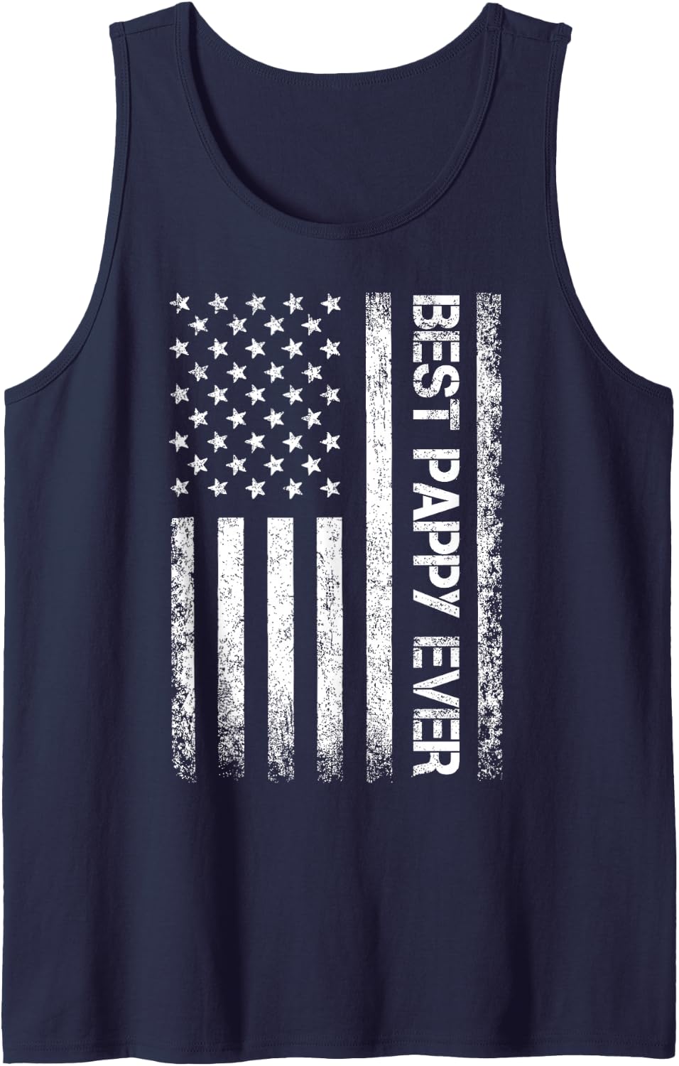 Best Pappy Ever American Flag Father's Day for Men Sleeveless Tank Top - Navy Blue