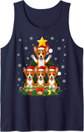 Basenji Dog Christmas Tree Cute Pet Festive Xmas Sleeveless Tank Top - Navy Blue