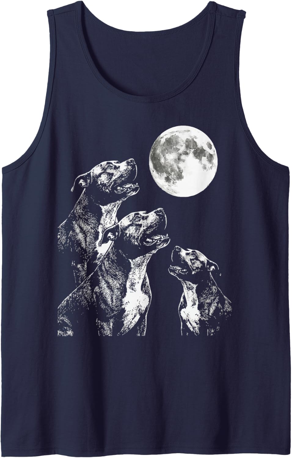 Pit Bull Howling At Moon Pitbull Tank Top - Navy Blue