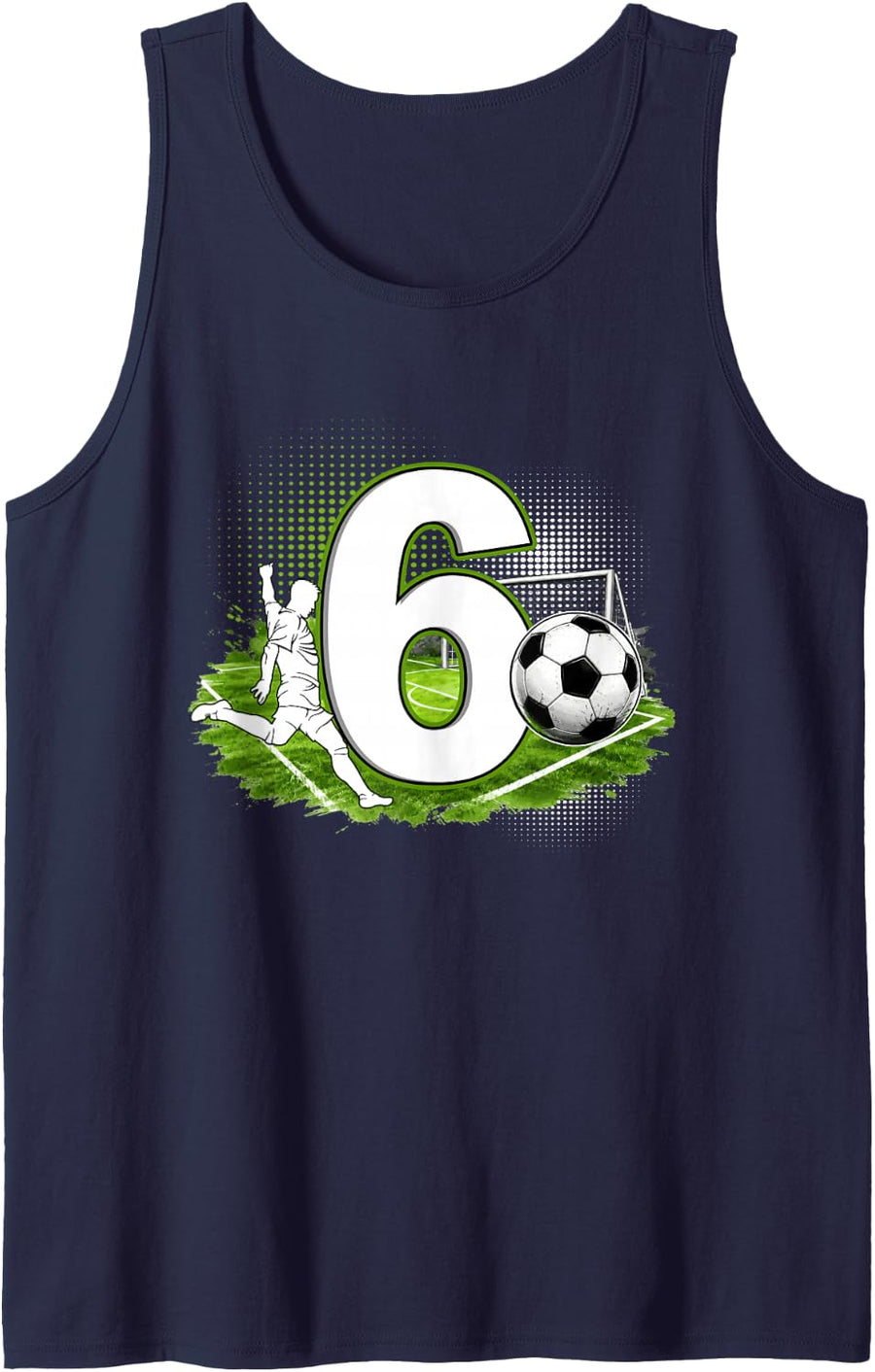 6th Birthday Soccer Themed Party Boy 6 Year Old Birthday Sleeveless Tank Top - Navy Blue