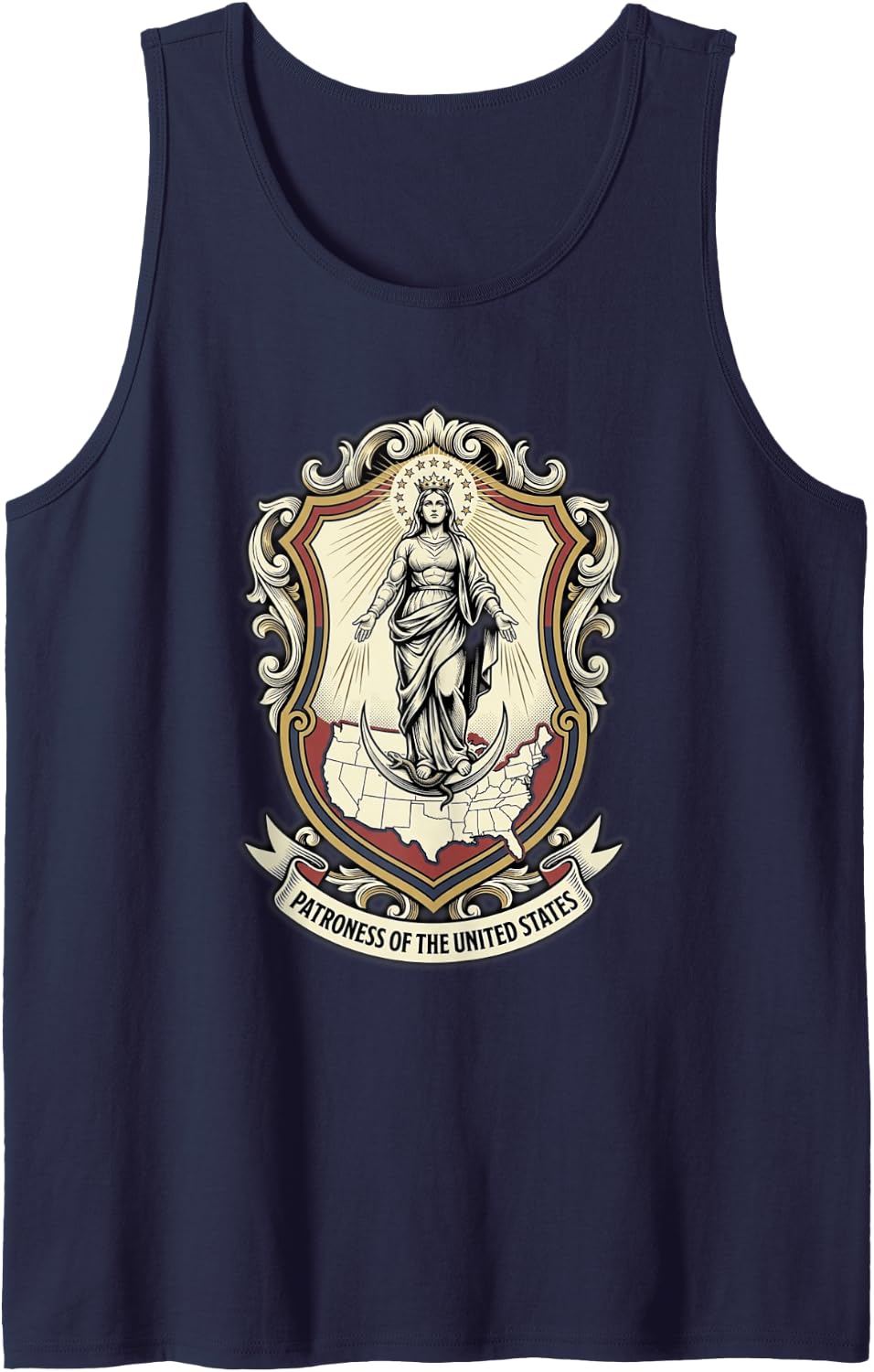 Patroness of The United States Immaculate Conception Sleeveless Tank Top - Navy Blue