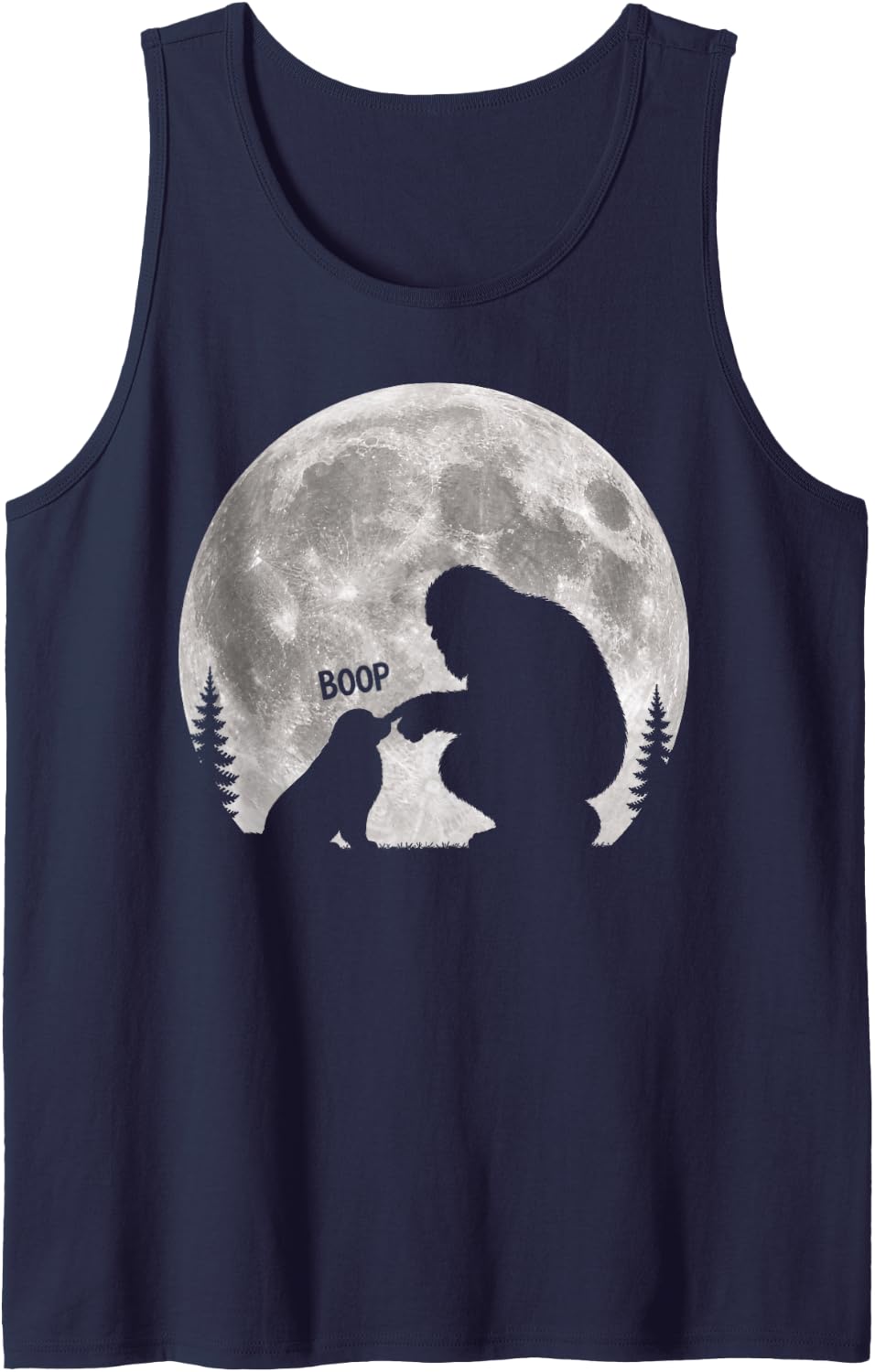Bigfoot Boop Bernese Mountain Dog Nose Moon Sasquatch Tank Top - Navy Blue