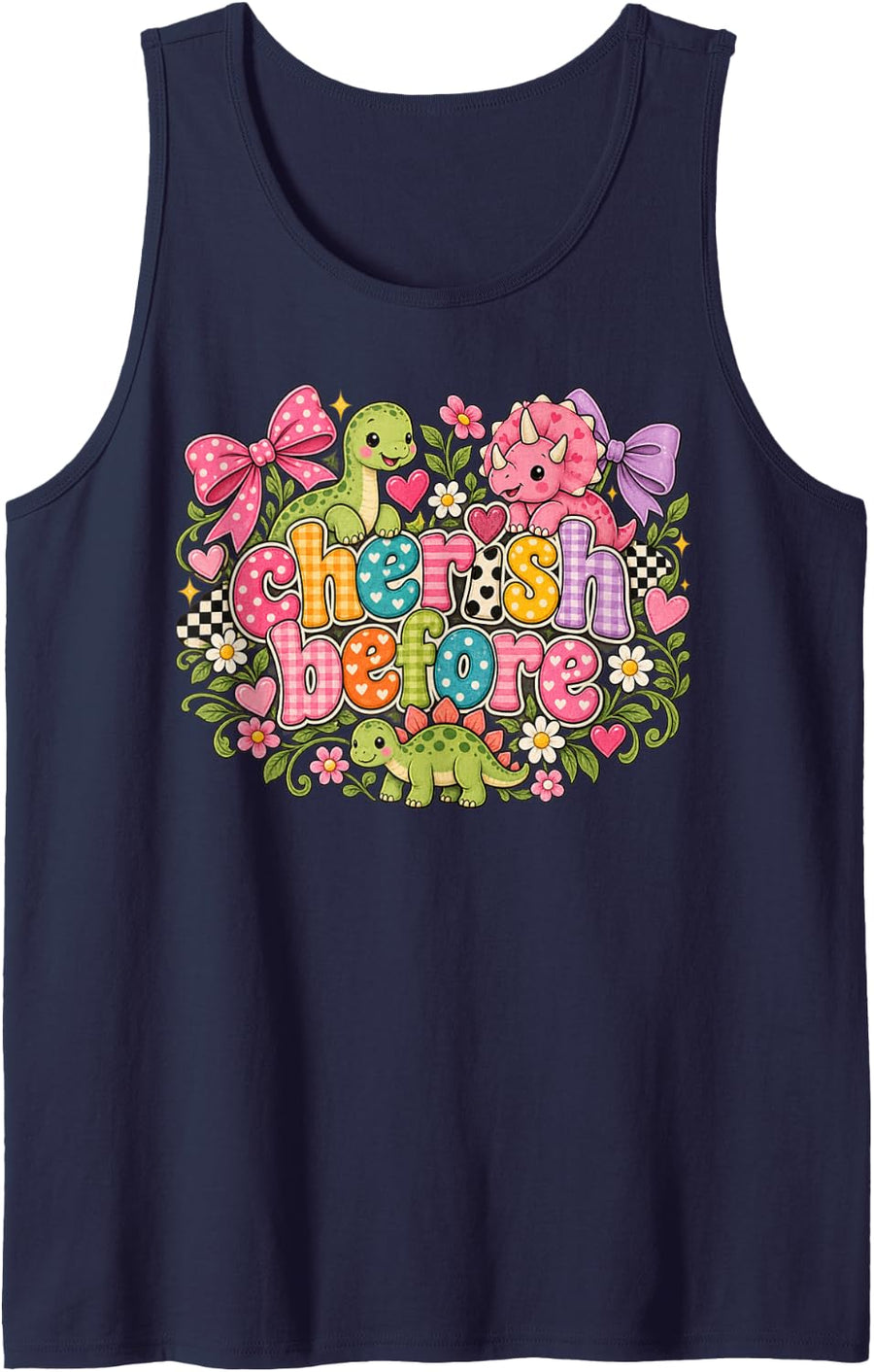 Hearts Sleeveless Tank Top - Navy Blue