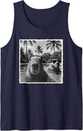 Funny Capybara Selfie | Cool Capybaras Photo Tank Top - Navy Blue