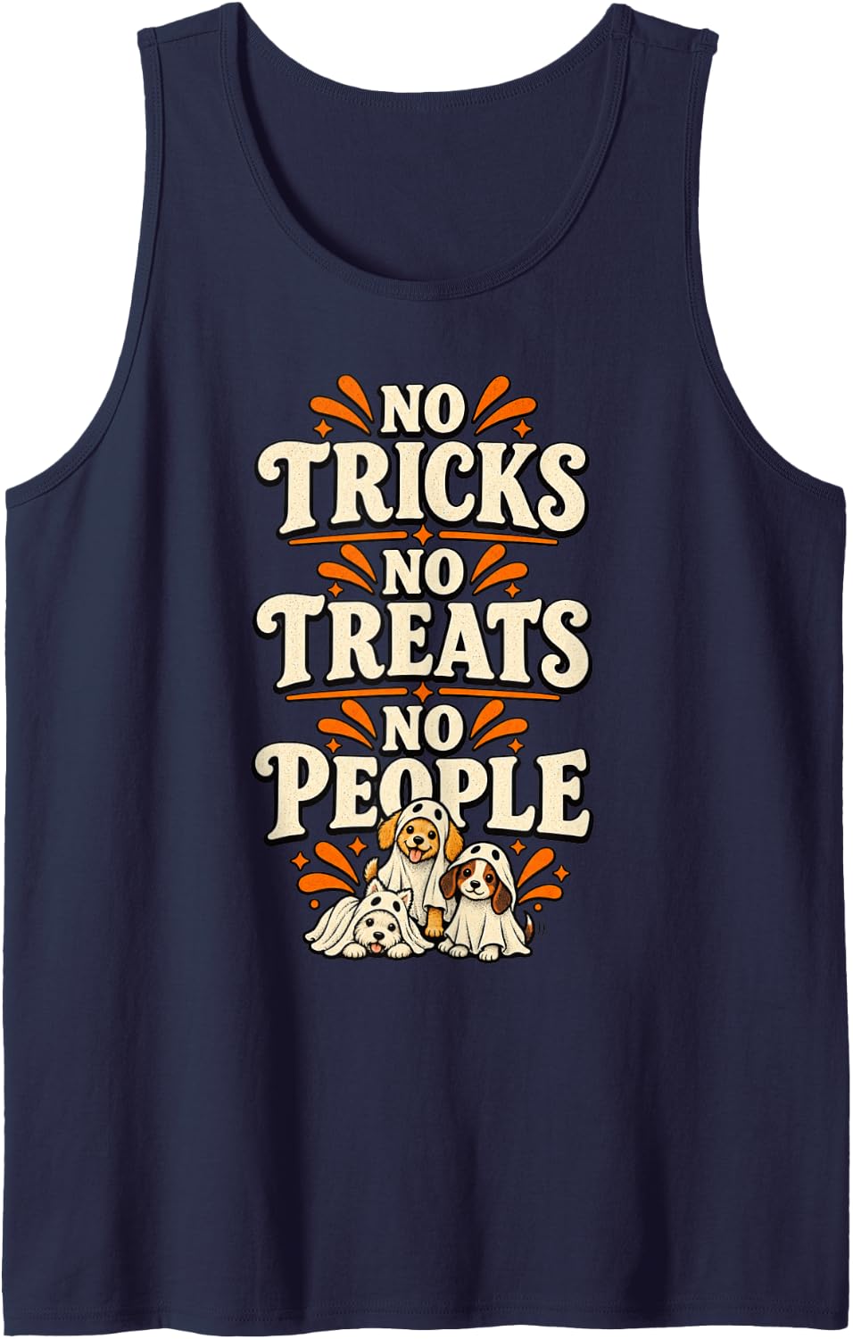 Cute Halloween Introvert Dog Parent Ghost Puppy Humor Tank Top - Navy Blue